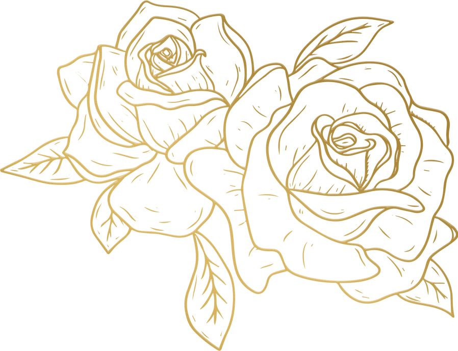 Metallic Monoline Gold Roses